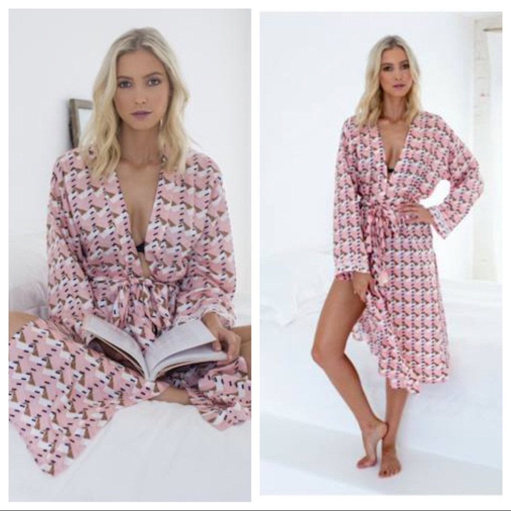 Louvelle Cotton Silk Lounge Robe Poolside Coverup Pool Spa Australia Aussie